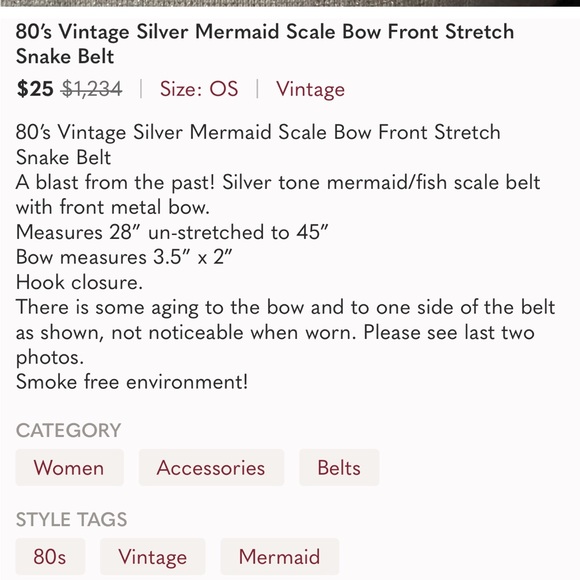 Vintage metal stretch belt with silver tone bow clasp - Picture 7 of 7